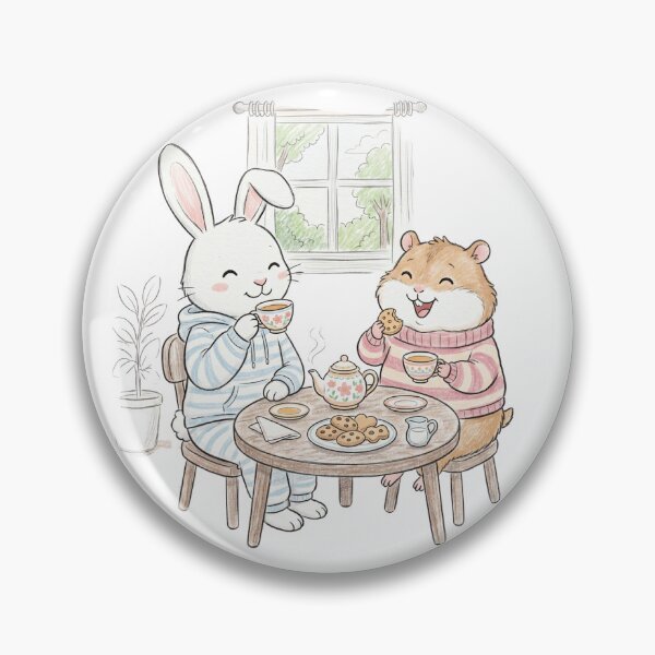 Item preview, Cozy Afternoon Tea Time - Rabbit and Hamster Friendship Art designed and sold by TaiwanMemory.