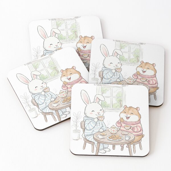 Item preview, Cozy Afternoon Tea Time - Rabbit and Hamster Friendship Art designed and sold by TaiwanMemory.