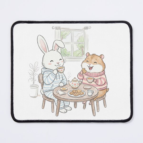 Item preview, Cozy Afternoon Tea Time - Rabbit and Hamster Friendship Art designed and sold by TaiwanMemory.