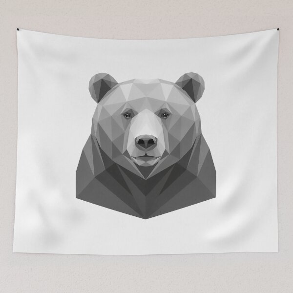 Item preview, Tribal Bear - Monochrome Low Poly Bear – Geometric Black and White Bear Art designed and sold by ArcticFoxStudio.