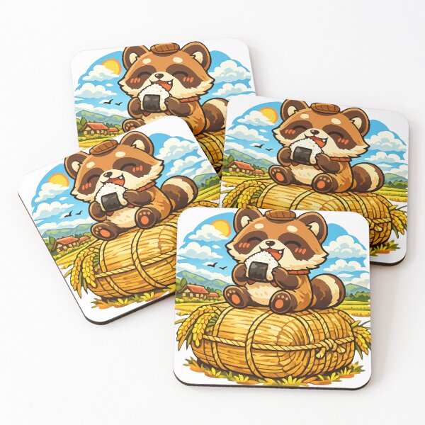 Item preview, Kawaii Niigata Tanuki Rice Harvest Sticker – Cute Onigiri Raccoon Dog in Japanese Countryside designed and sold by kawaii animal store (in Japan).