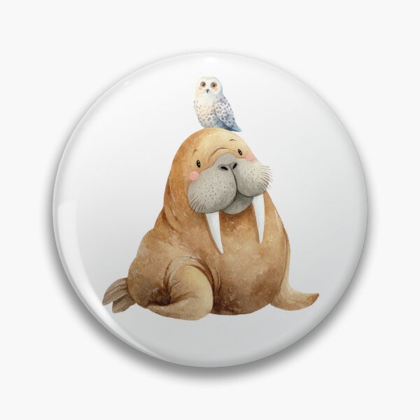 Item preview, Cute Walrus and Snowy Owl Watercolor Illustration - Arctic Animal Friends  Nursery Art designed and sold by PAPIRO SIGLO XXI.
