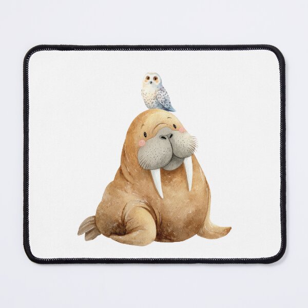 Item preview, Cute Walrus and Snowy Owl Watercolor Illustration - Arctic Animal Friends Nursery Art designed and sold by PAPIRO SIGLO XXI.