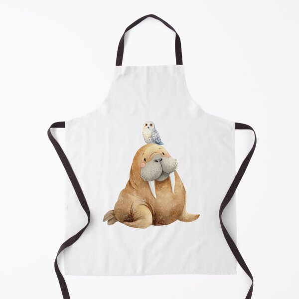 Item preview, Cute Walrus and Snowy Owl Watercolor Illustration - Arctic Animal Friend Nursery Art designed and sold by PAPIRO SIGLO XXI.