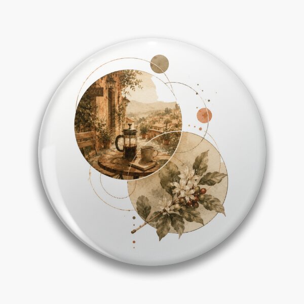 Item preview, Italian Cafe Morning - Vintage French Press & Coffee Botanical Art designed and sold by BrewmarkStudio.