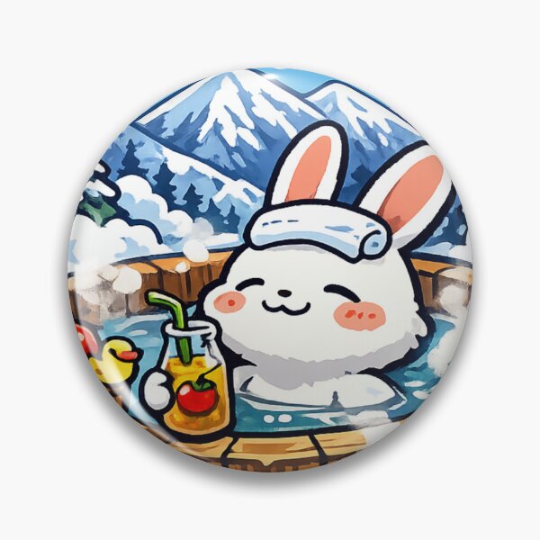 Item preview, Nagano Onsen Rabbit Sticker – Kawaii Winter Hot Spring Bunny in Snowy Japan designed and sold by kawaii animal store (in Japan).