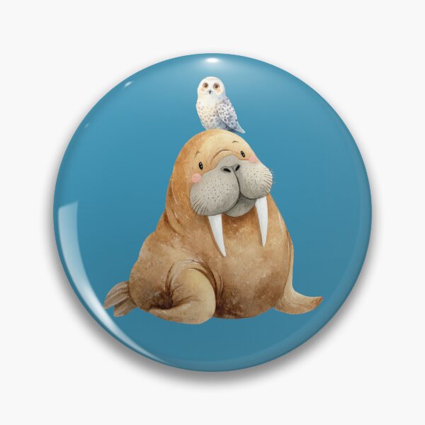 Item preview, Cute Walrus and Snowy Owl Watercolor Illustration - Arctic Animal Friends  Nursery Art designed and sold by PAPIRO SIGLO XXI.
