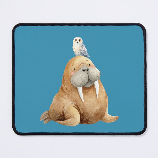 Item preview, Cute Walrus and Snowy Owl Watercolor Illustration - Arctic Animal Friend Nursery Art designed and sold by PAPIRO SIGLO XXI.