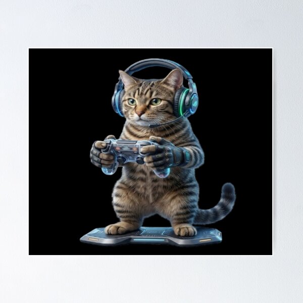 Item preview, Gaming Cat with Headset and Controller designed and sold by DailySparks.