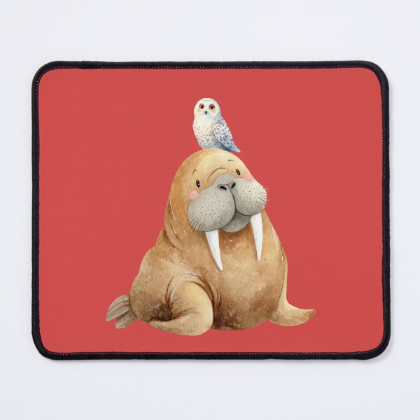 Item preview, Cute Walrus and Snowy Owl Watercolor Illustration - Arctic Animal Friend Nursery Art designed and sold by PAPIRO SIGLO XXI.