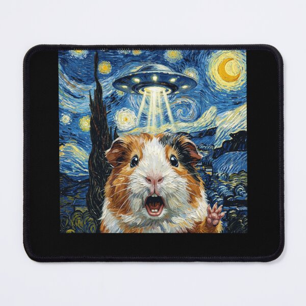 Item preview, Guinea pig Starry Night UFO Van Gogh Art Animal Selfie Lover designed and sold by Kimberley King Art King Art.