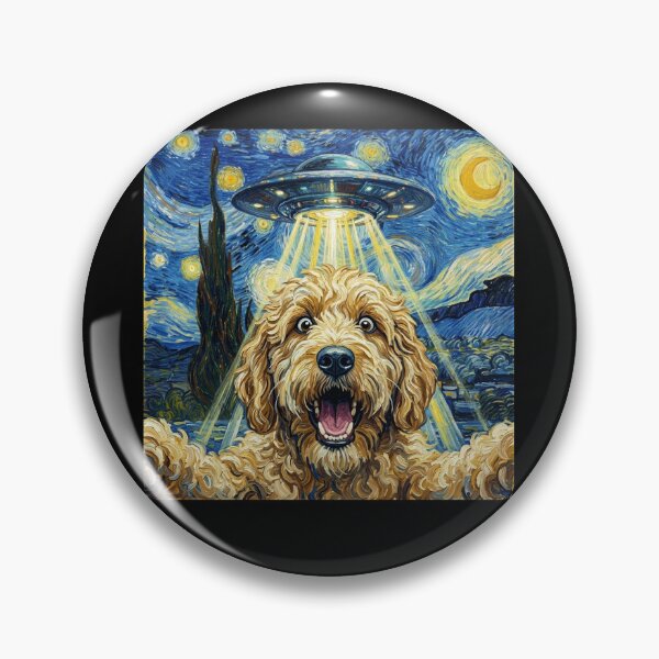 Item preview, Goldendoodle Starry Night UFO Van Gogh Art Dog Selfie Lover designed and sold by Kimberley King Art  King Art.