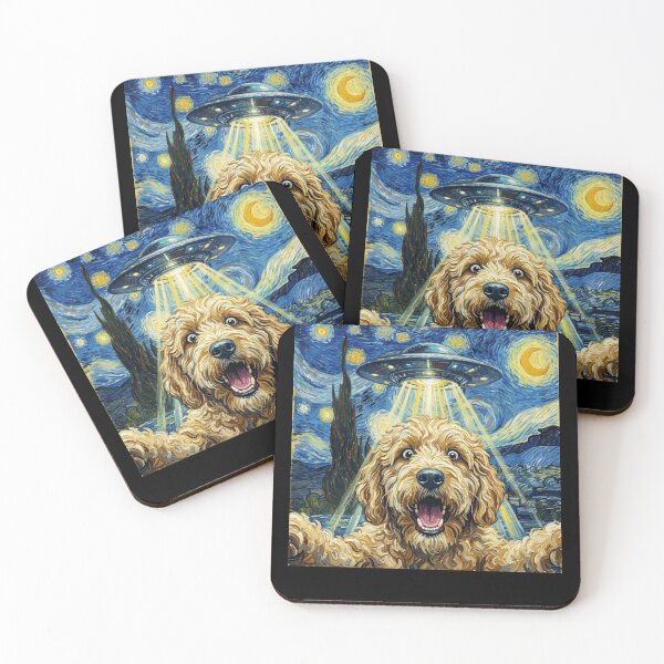 Item preview, Goldendoodle Starry Night UFO Van Gogh Art Dog Selfie Lover designed and sold by Kimberley King Art  King Art.