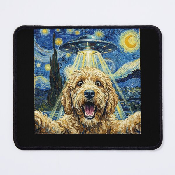 Item preview, Goldendoodle Starry Night UFO Van Gogh Art Dog Selfie Lover designed and sold by Kimberley King Art King Art.