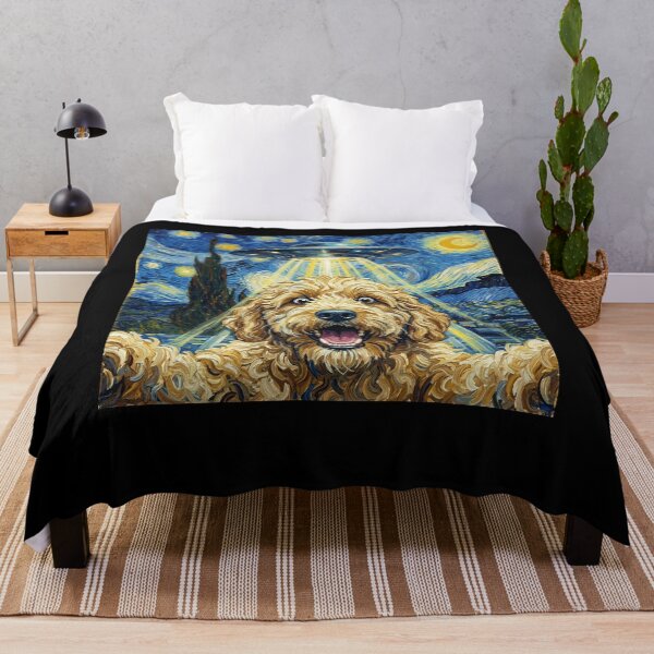Item preview, Goldendoodle Starry Night UFO Van Gogh Art Dog Selfie Lover designed and sold by Kimberley King Art King Art.
