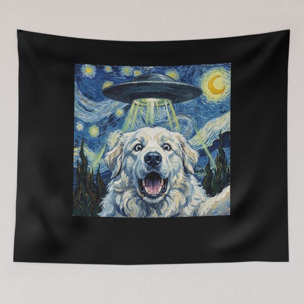 Item preview, Great Pyrenees Starry Night UFO Van Gogh Art Dog Selfie Lover designed and sold by Kimberley King Art  King Art.