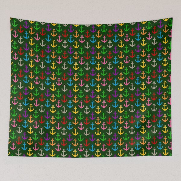 Item preview, Colorful Rainbow Nautical Anchor Design - Green  designed and sold by PatternTitan.