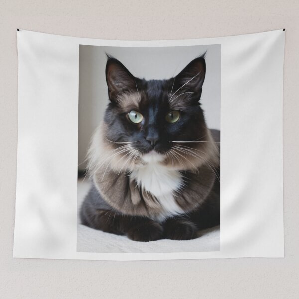 Item preview, Animals - Elegant Bicolor Cat, Feline Portrait with Amber Eyes designed and sold by DoodyPets.