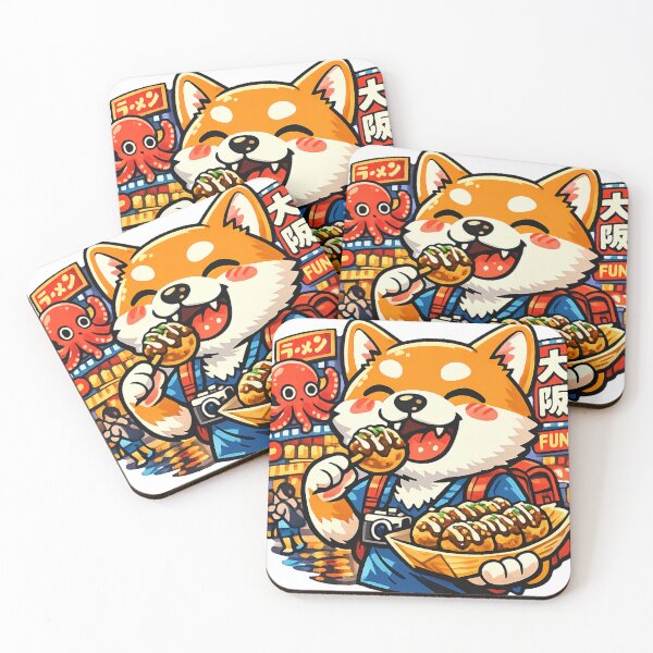 Item preview, Kawaii Shiba Inu Enjoying Takoyaki in Dotonbori Osaka Sticker | Japan Foodie Travel Aesthetic designed and sold by kawaii animal store (in Japan).