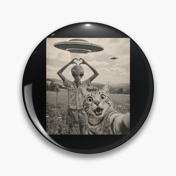 Item preview, Cat Selfie With Alien UFO Meme designed and sold by Hedoraxe.