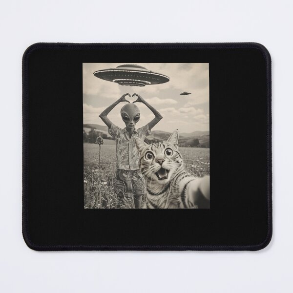 Item preview, Cat Selfie With Alien UFO Meme designed and sold by Hedoraxe.