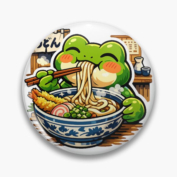 Item preview, Kawaii Frog Enjoying Sanuki Udon Sticker – Japanese Foodie Aesthetic from Kagawa designed and sold by kawaii animal store (in Japan).