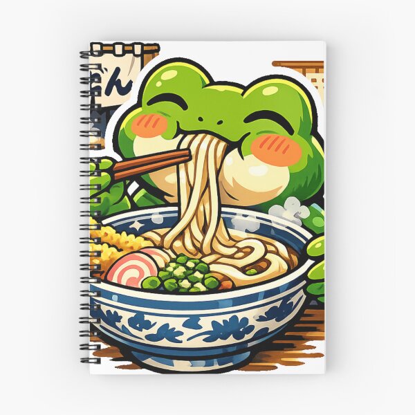 Item preview, Kawaii Frog Enjoying Sanuki Udon Sticker – Japanese Foodie Aesthetic from Kagawa designed and sold by kawaii animal store (in Japan).