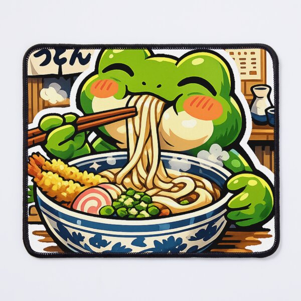 Item preview, Kawaii Frog Enjoying Sanuki Udon Sticker – Japanese Foodie Aesthetic from Kagawa designed and sold by kawaii animal store (in Japan).