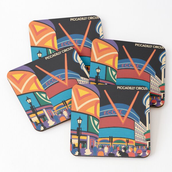 Item preview, Vintage travel poster of London with Piccadilly Circus, UK designed and sold by PrintableTravel.