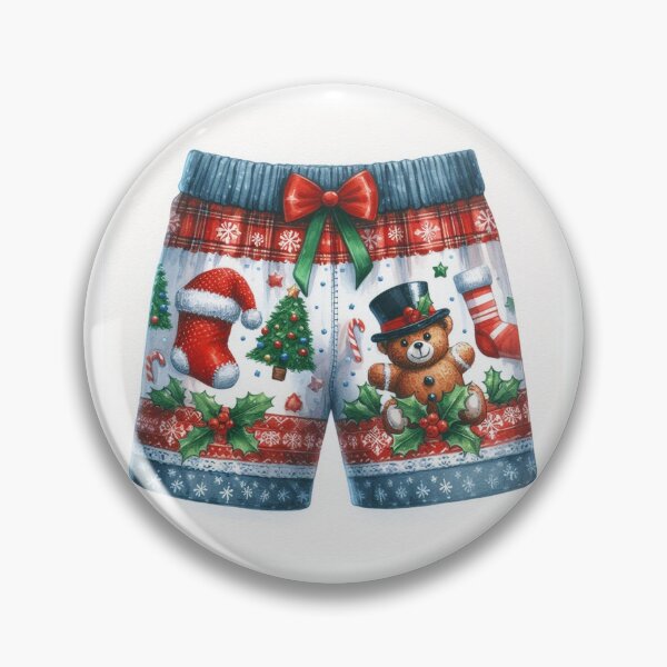 Item preview, Festive Christmas Teddy Bear & Stockings Boxer Shorts - Watercolor Holiday Apparel Alternative Titles: designed and sold by Pioneer Spirit Market.