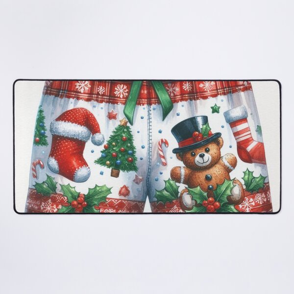Item preview, Festive Christmas Teddy Bear & Stockings Boxer Shorts - Watercolor Holiday Apparel Alternative Titles: designed and sold by Pioneer Spirit Market.