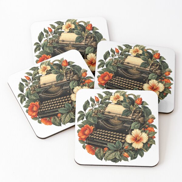 Item preview, Sticker - Decal - T-shirt: Floral Typewriter – Vintage Creativity Blooms designed and sold by ForeverPrintsOK.
