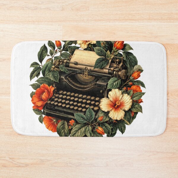 Item preview, Sticker - Decal - T-shirt: Floral Typewriter – Vintage Creativity Blooms designed and sold by ForeverPrintsOK.