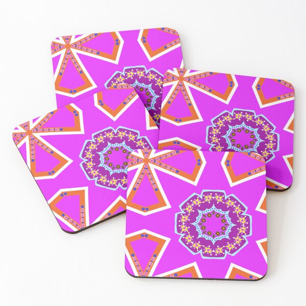 Item preview, Pink and Orange and Yellow Star Geometric Mandala designed and sold by Tinsleybluebell.
