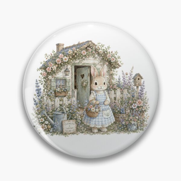 Item preview, Cottage Garden Bunny | Vintage Spring Rabbit Cottage Illustration designed and sold by looplandger.