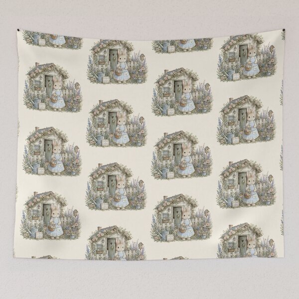Item preview, Cottage Garden Bunny | Vintage Spring Rabbit Cottage Illustration designed and sold by looplandger.