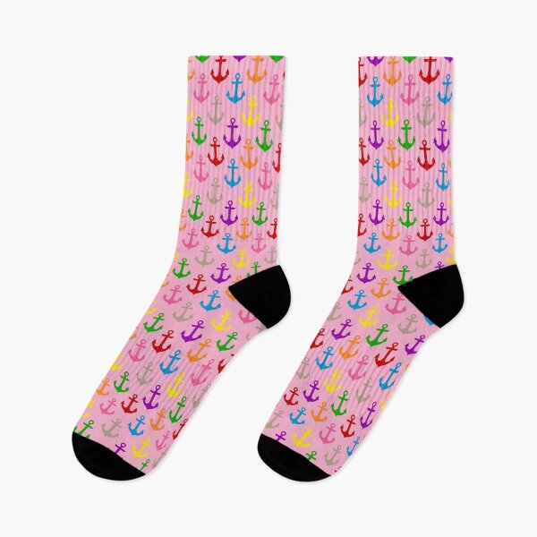 Item preview, Colorful Rainbow Nautical Anchor Design - Pink  designed and sold by PatternTitan.