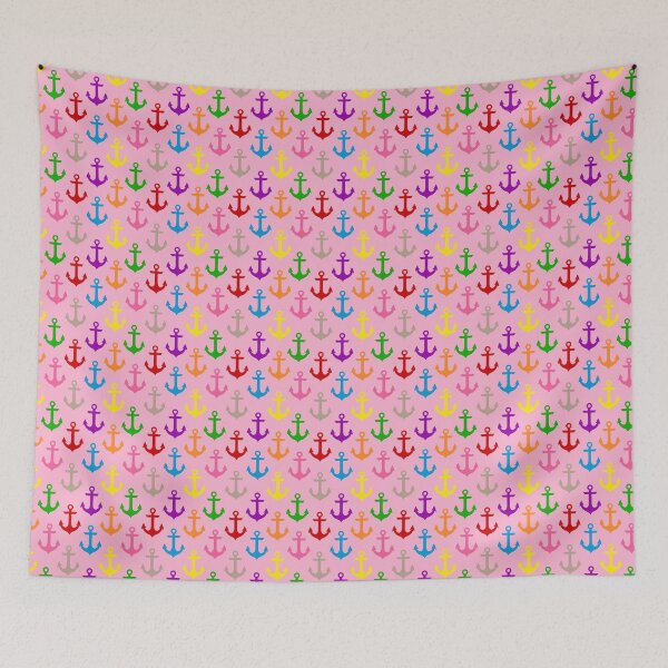 Item preview, Colorful Rainbow Nautical Anchor Design - Pink  designed and sold by PatternTitan.