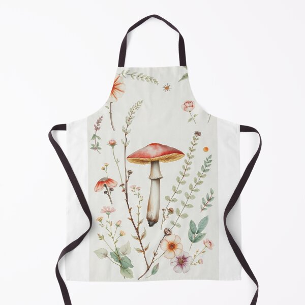Item preview, Vintage Watercolor Red Mushroom and Wildflowers Print designed and sold by Vida e Arte.