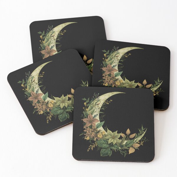 Item preview, Botanical Witchy Moon Aesthetic Cottagecore Floral Art designed and sold by Luna-Flow.