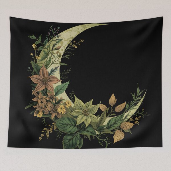 Item preview, Botanical Witchy Moon Aesthetic Cottagecore Floral Art designed and sold by Luna-Flow.