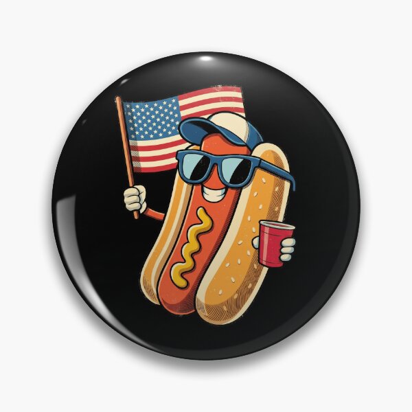 Item preview, Retro Patriotic Hot Dog American Flag 4th of July BBQ designed and sold by Vermanartist.