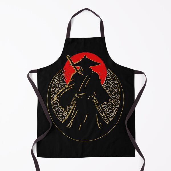 Item preview, Golden Ronin Samurai Silhouette with Red Sun and Japanese Waves designed and sold by QuirkyCloud Designs.