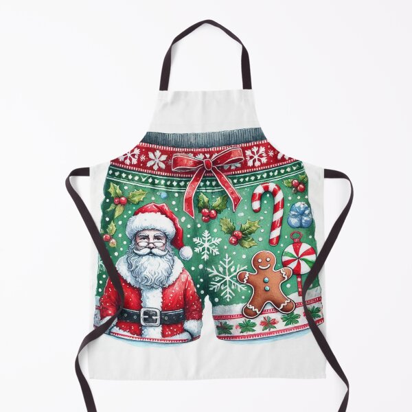 Item preview, Festive Santa Claus & Gingerbread Christmas Boxer Shorts - Watercolor Holiday Apparel designed and sold by Pioneer Spirit Market.