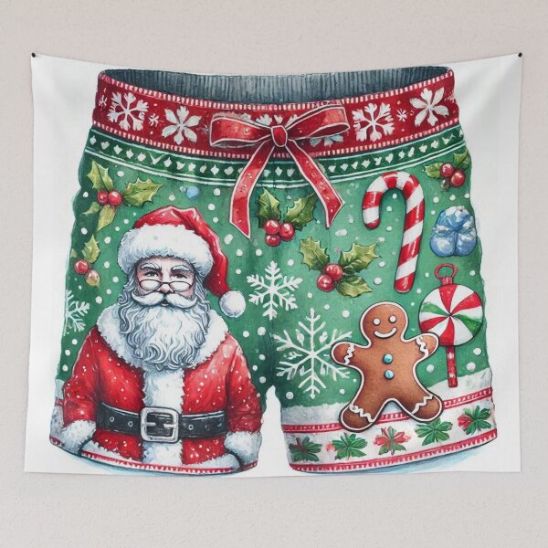 Item preview, Festive Santa Claus & Gingerbread Christmas Boxer Shorts - Watercolor Holiday Apparel designed and sold by Pioneer Spirit Market.