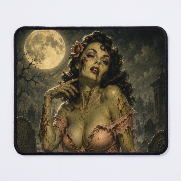 Item preview, Zombie Pin-Up Girl Retro Horror Art Print | Vintage Undead Halloween Bombshell designed and sold by MissSaylor.