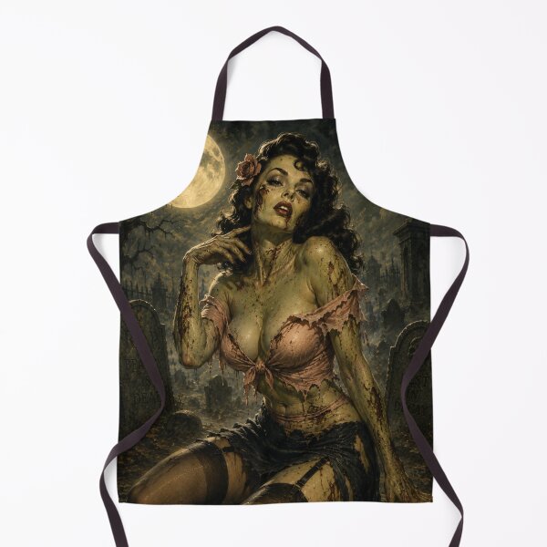 Aperçu de l'œuvre Affiche d'art rétro horrifique de pin-up zombie | Bombe zombie vintage pour Halloween créée et vendue par MissSaylor.