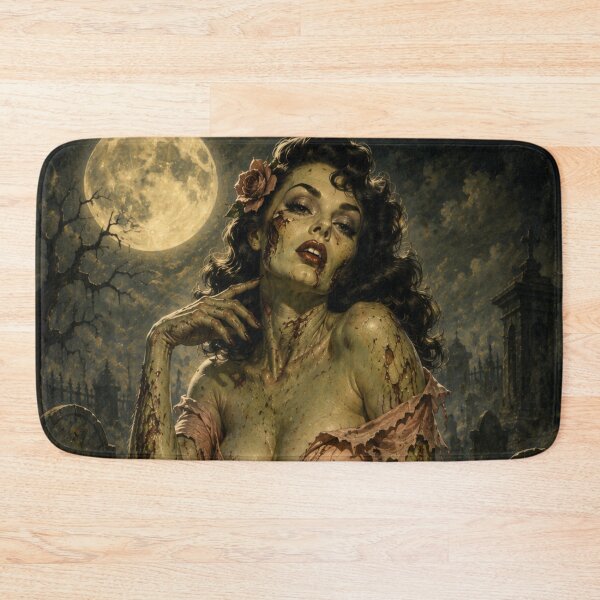 Item preview, Zombie Pin-Up Girl Retro Horror Art Print | Vintage Undead Halloween Bombshell designed and sold by MissSaylor.