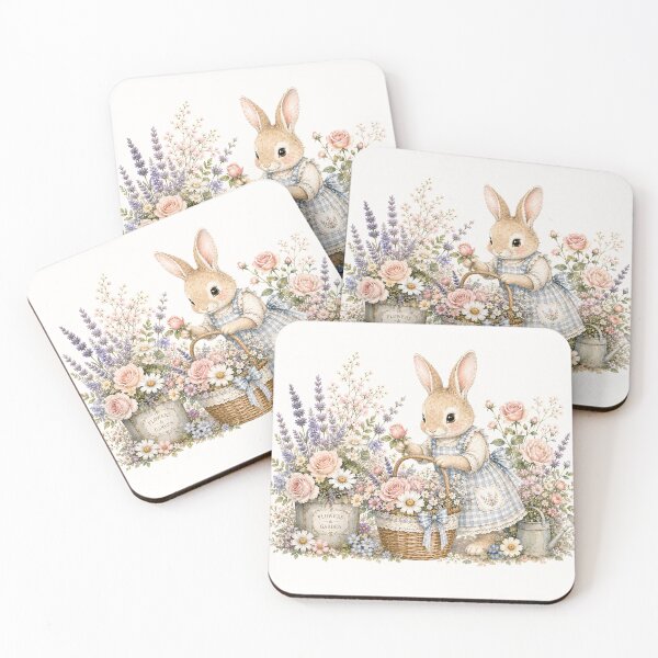 Item preview, Cottagecore Bunny Flower Gathering | Vintage Spring Rabbit Garden Illustration designed and sold by looplandger.