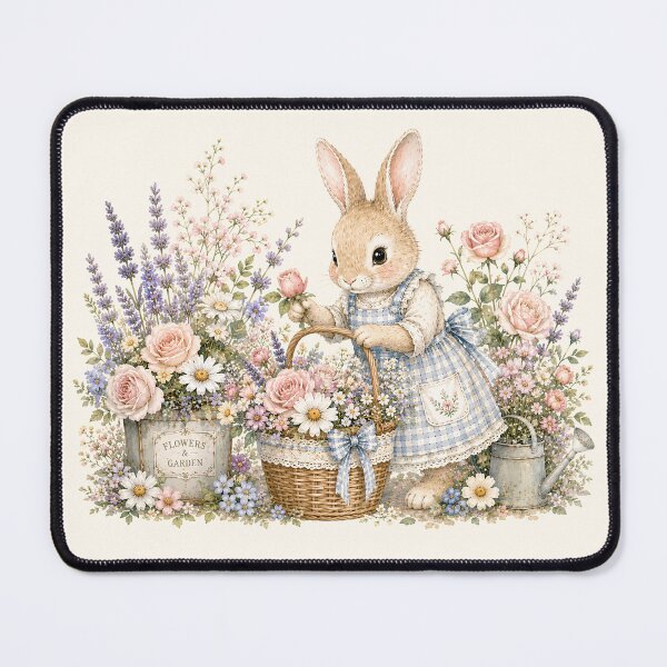 Item preview, Cottagecore Bunny Flower Gathering | Vintage Spring Rabbit Garden Illustration designed and sold by looplandger.